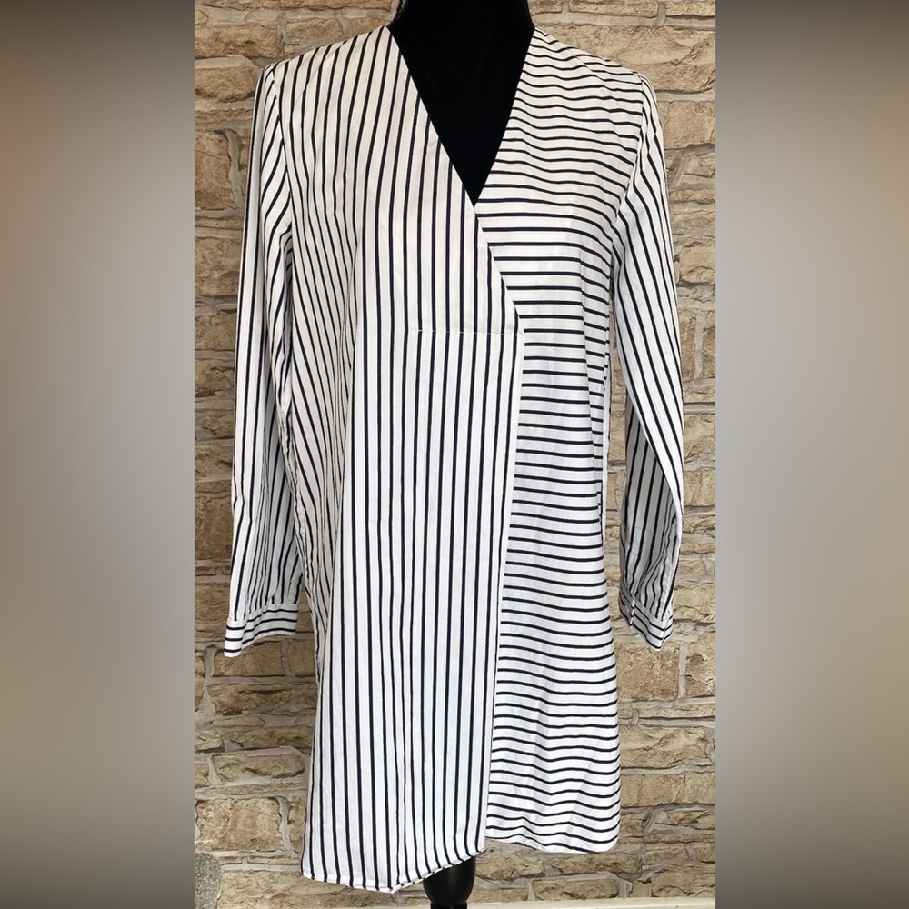 COS Striped V-Neck Long Sleeve Top